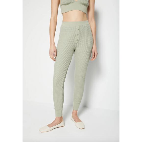 Jonathan Simkhai Matching Set Waffle Knit Loungewear Athleisure Green XS NWT - Picture 2 of 16